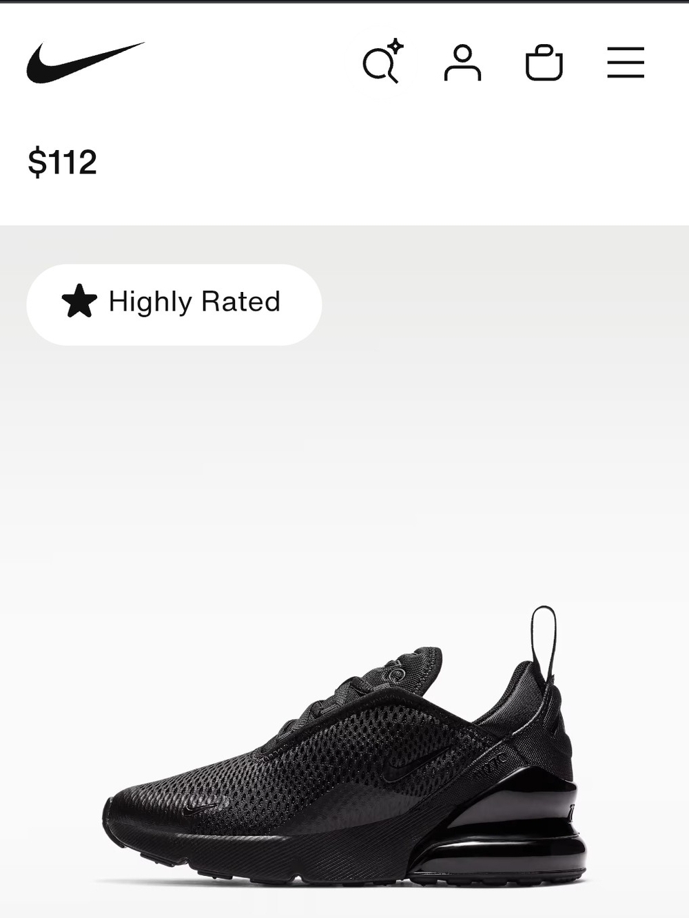Nike Youth’s Black Air Max 270